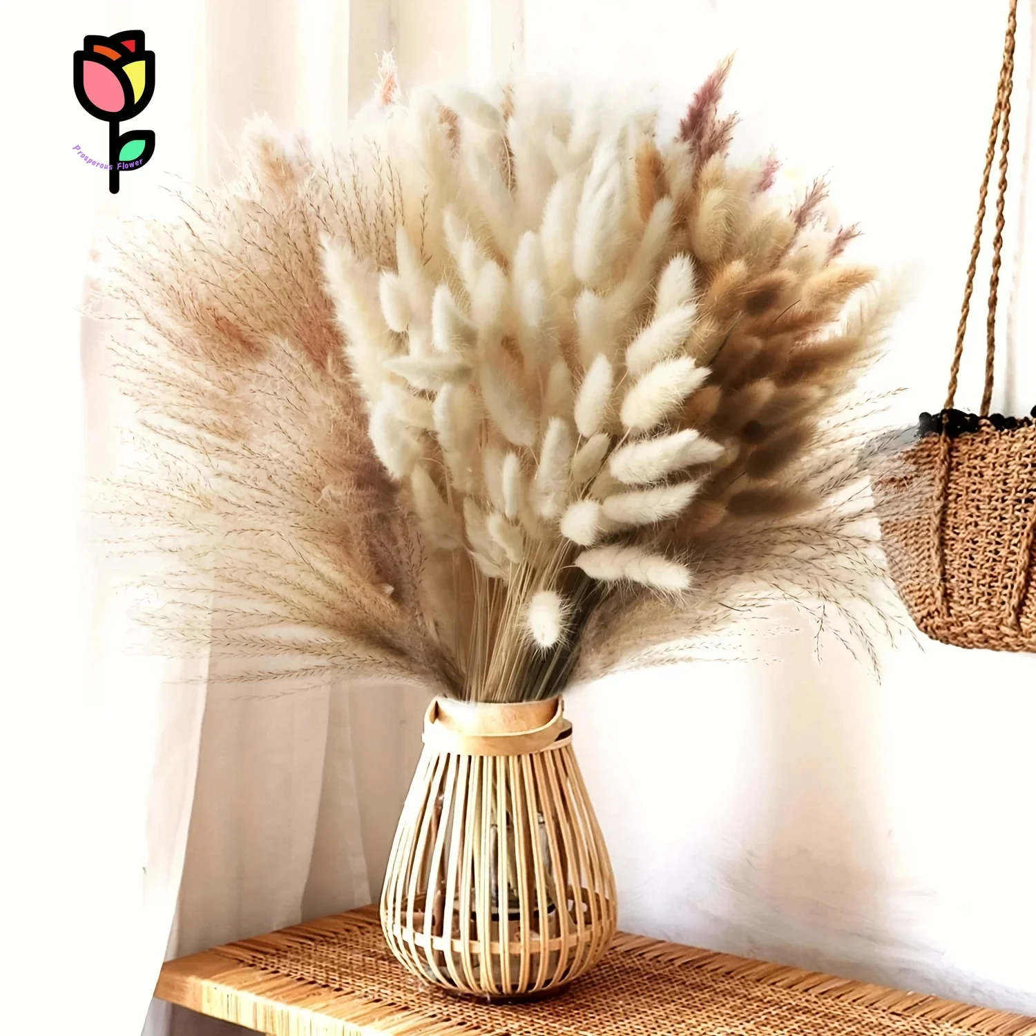 

100pcs Dried Flowers Pampas Grass Natural Bouquet Boho Home Decor Artificial Flowers Fluffy Rabbit Tail Wedding Party Decoration