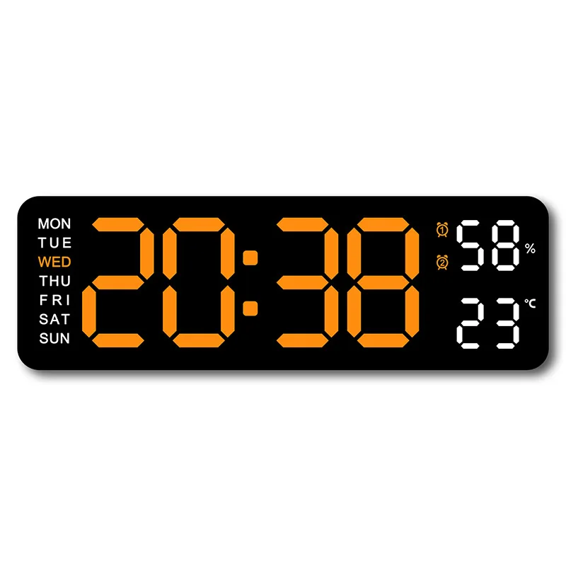 9 inch grote digitale wandklok USB-aangedreven TEMP Vochtigheid Week Auto Dimmer DST Tafelklok 12 / 24 uur Elektronische LED-wekker