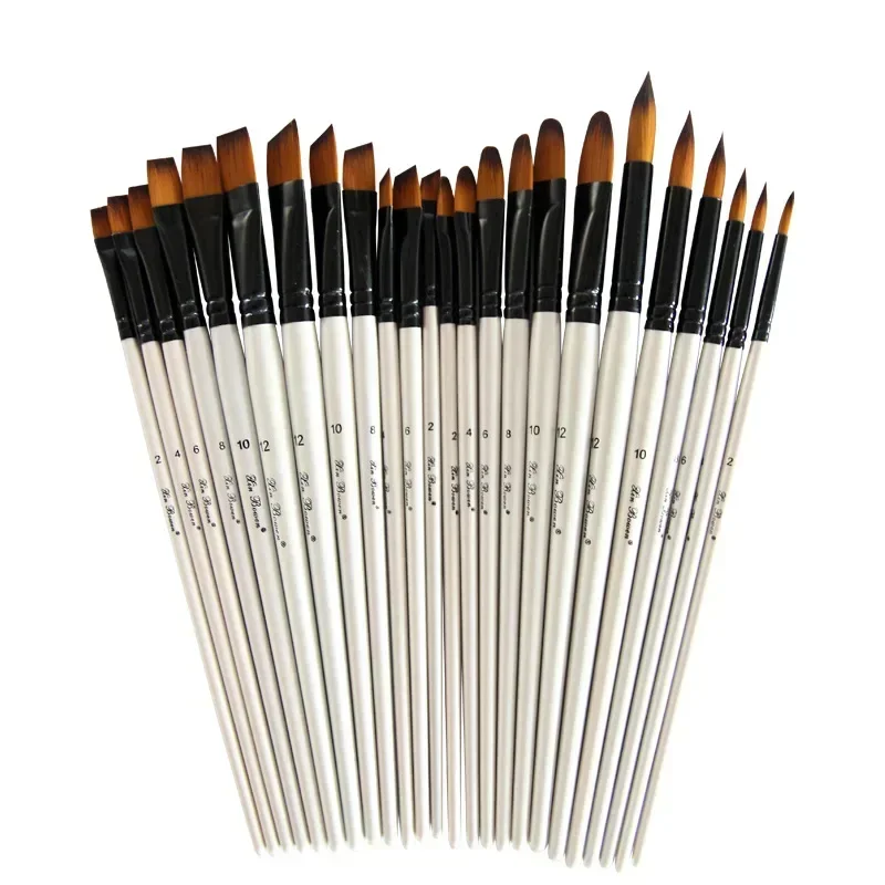 

6pcs Paint Brushes Set Round Flat Angle Filbert Arylic Watercolor Oil Gouache Brush Painting Supplies