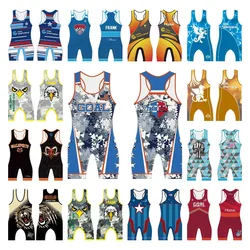 Wrestling Singlets Marathon Running Wear Suit USA Triathlon One Piece Bodysuit Iron WWE Swimwear Gym Breathable Sport Skinsuit