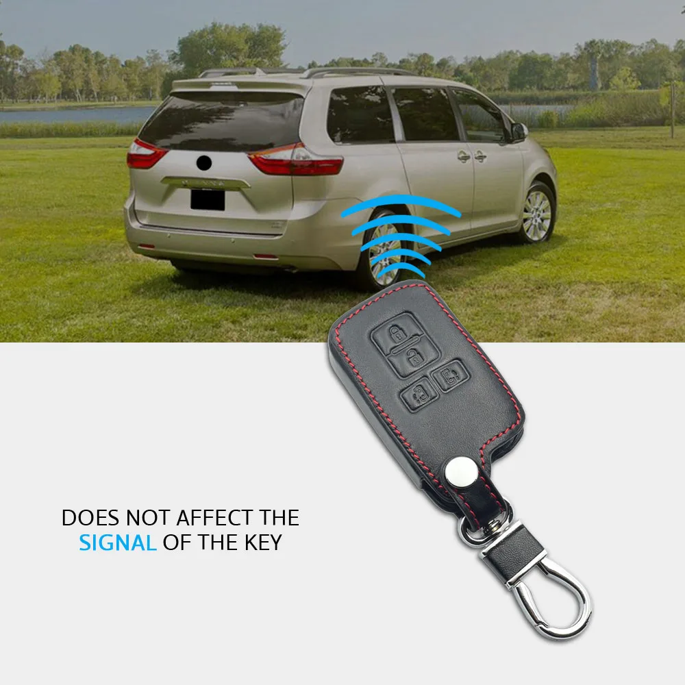 Leather Car Key Case For Toyota Sienta Noah Voxy Esquire VELLFIRE Alphard 4 Buttons Remote Fob Cover Keychain Bag Auto Accessory