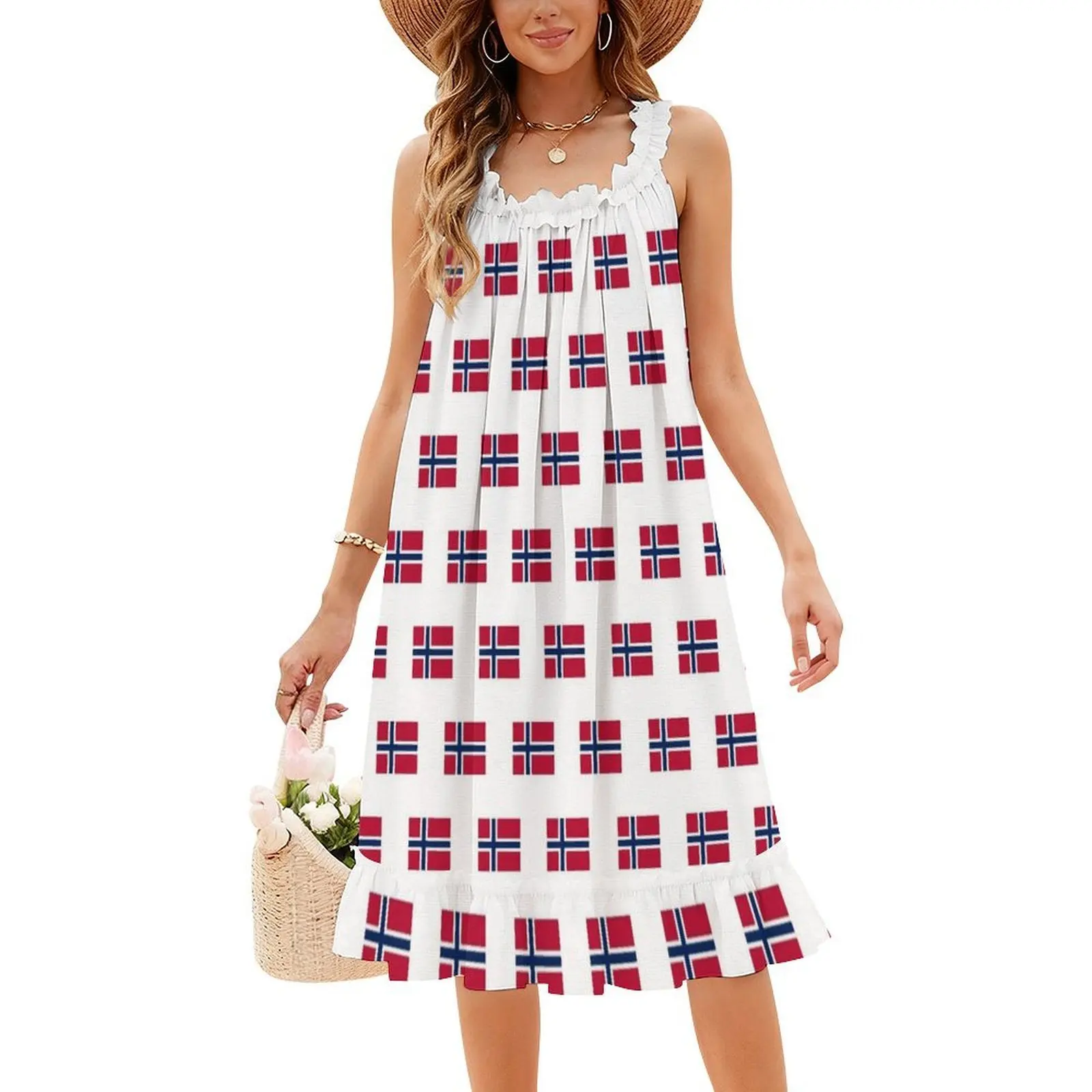 علم النرويج نمط نسخة فستان عطلة مثير للنساء شاطئ حفلة عيد ميلاد فستان قصير النرويج أوسلو النرويجية النرويجية نورج #4