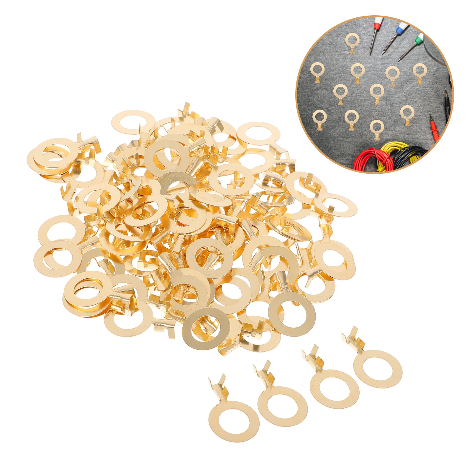 

100pcs Copper Ring Terminals Grounding Terminal Connectors For Cables Electrical Car M10 Open Type Wire Lugs Reusable