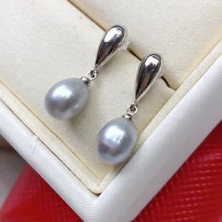 Freshwater Pearl Earrings Rice-shaped Water Drop Bead Stud Earrings Simple And Exquisite Atmosphere Fashion Queen Fan