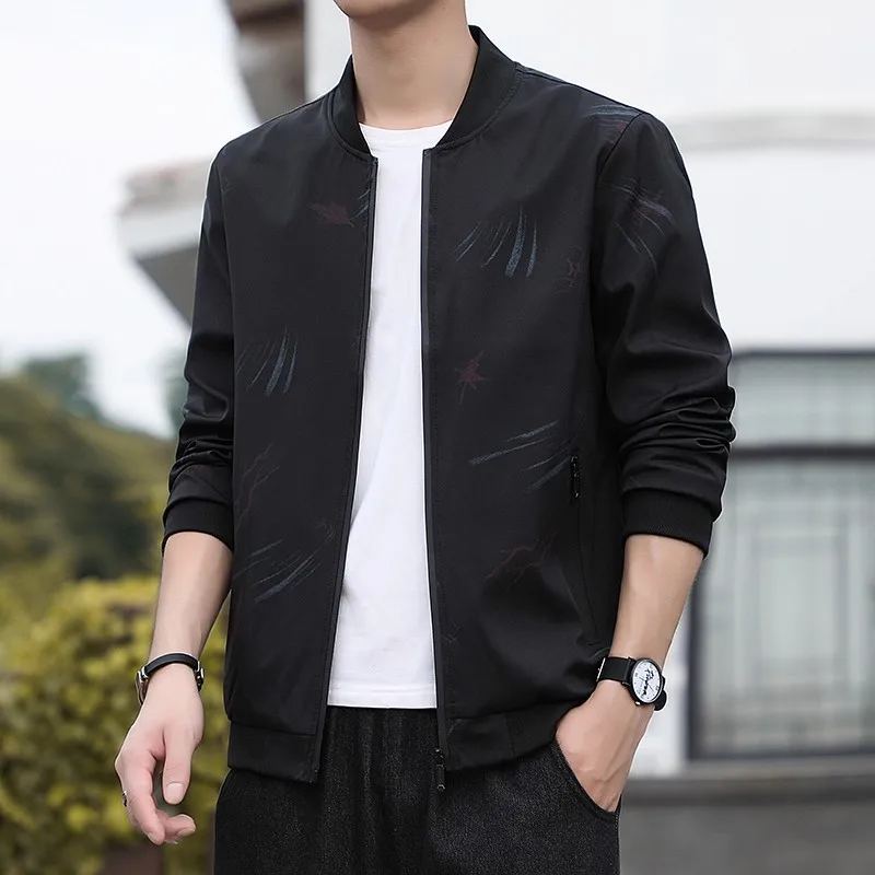 

Мужская ветрозащитная куртка с воротником-стойкой, весенне-осенняя, повседневная, молодежная, модная, из полиэстера, деловая верхняя одежда, однотонная, с декоративной молнией