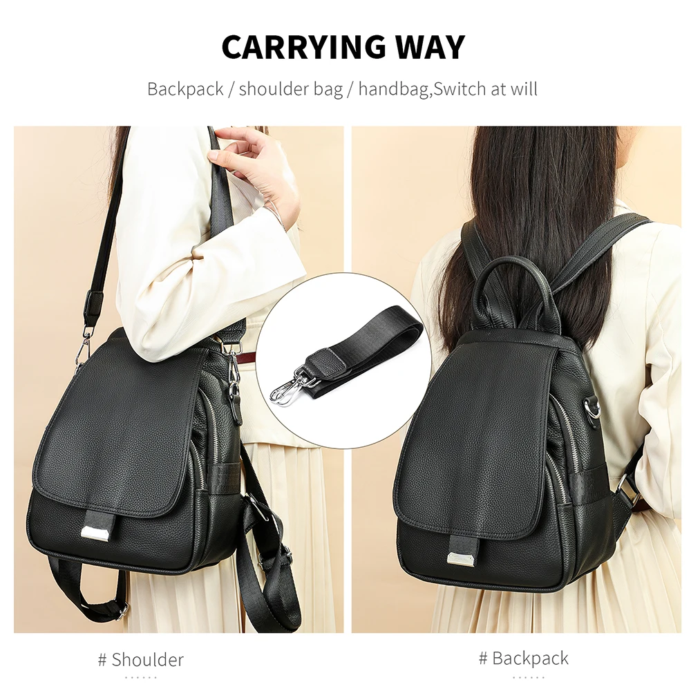 MVA Women Backpack Purse Genuine Leather Anti-theft Casual Shoulder Bag Fashion Ladies Satchel Bags Lightweight Backpacks Female