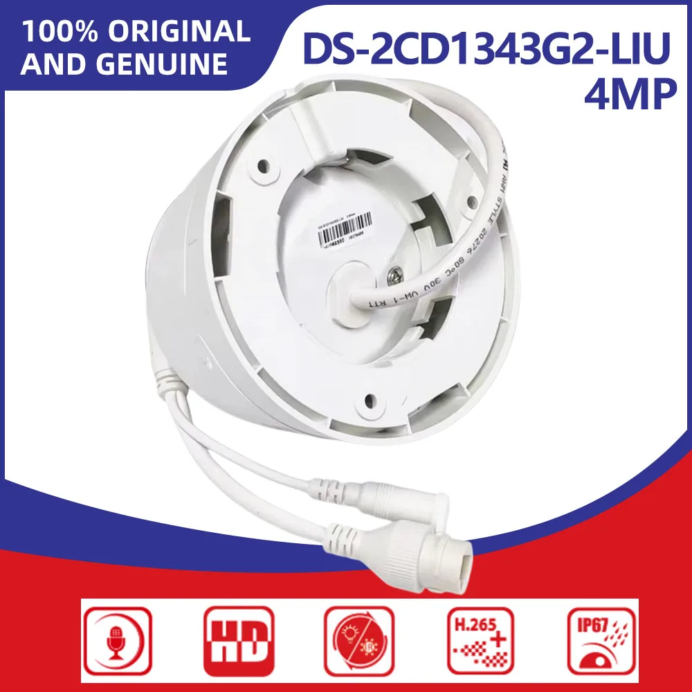 Hikvision DS-2CD1343G2-LIU 4MP Fixed Turret Camera Human Vehicle Detection Built-in Mic 30m Dual Light IP67 PoE Security Network