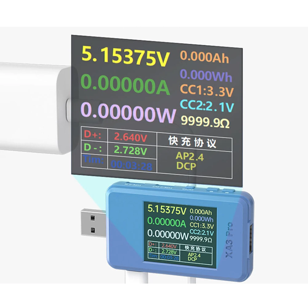 

USB Intelligent Tester for Fast Charging Current Voltage Detection Supports PD 0 0 AP24A Compatible with Type C