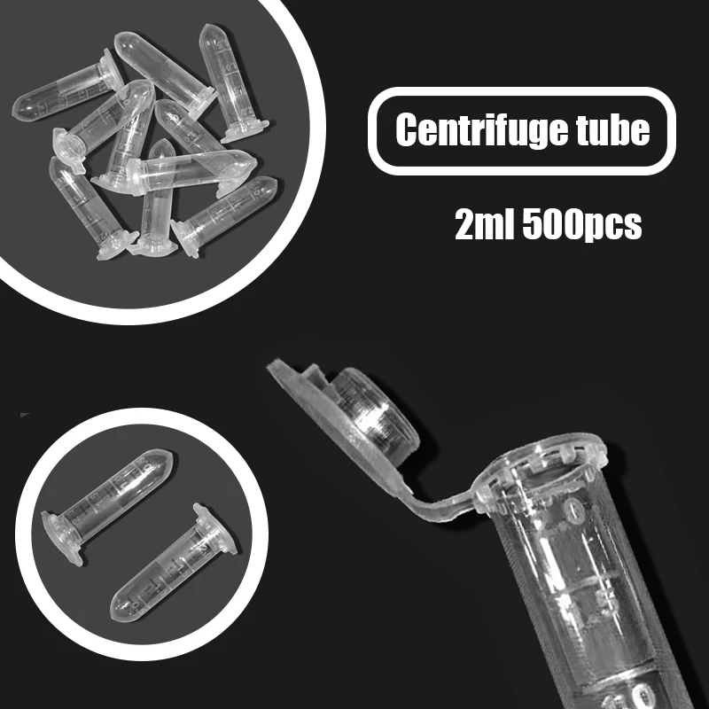 2ML Centrifuge Tube Container with Cap Plastic Garden Seed Storage Bottles Science Laboratory Test Accessories Transparent