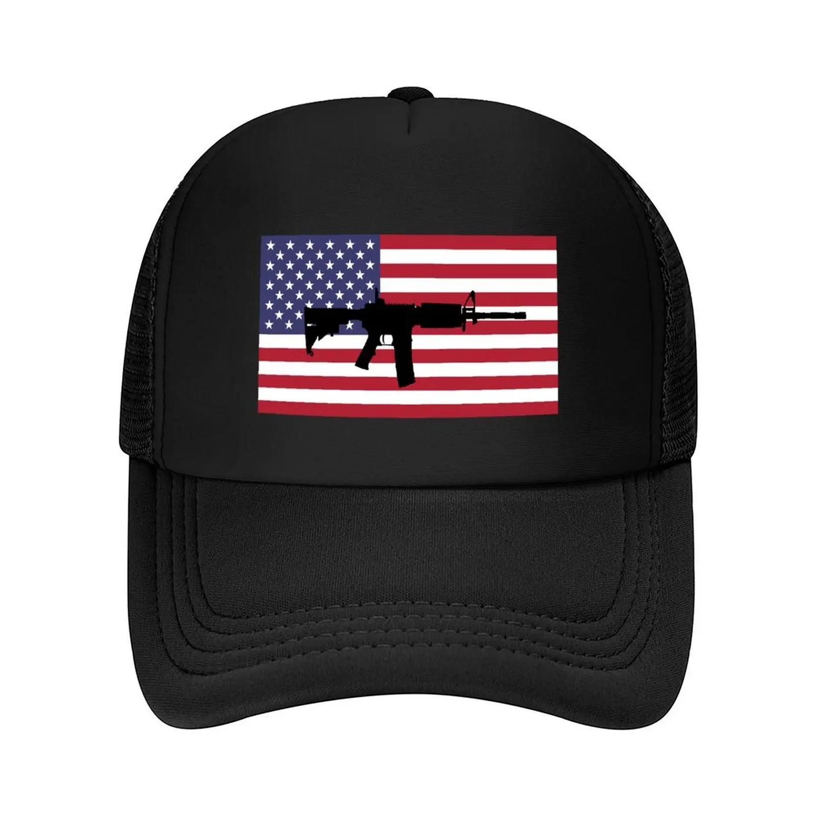

M4 rifle with American Flag Baseball Cap Sun Hat For Children Big Size Hat New Hat Streetwear Mens Hats Women's