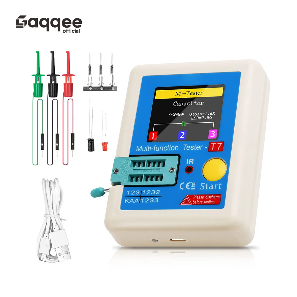 LCR-T7 1.8-inch Transistor Tester Multimeter Colorful Display TFT For Diode Triode MOS/NPN/PNP Capacitor Resistor Transistor