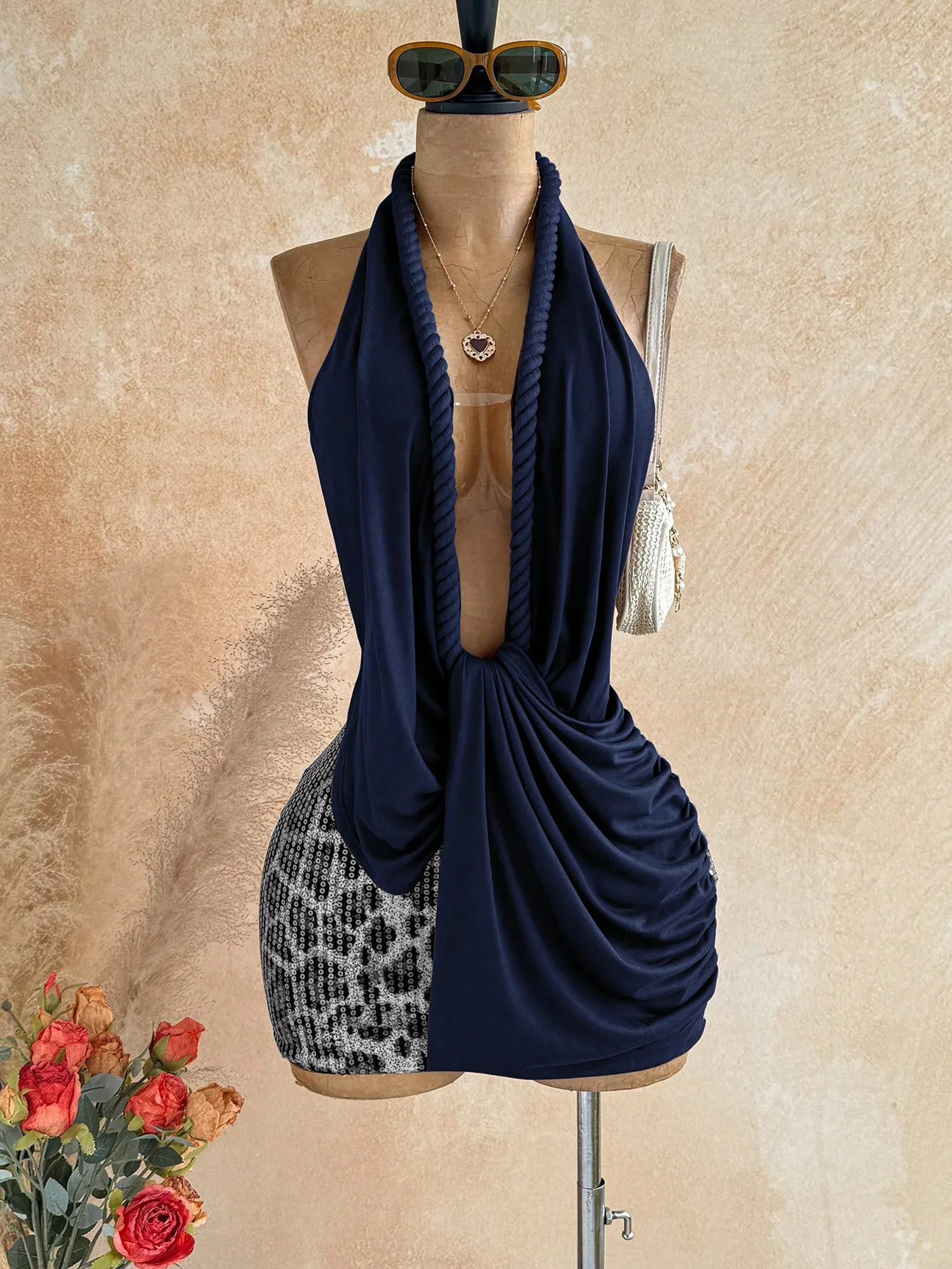 V Neck Fashion Evening Dress 2026 Women Luxury Clothes Elegant Party Club Chic Sexy Leopard Sequin Dresses
