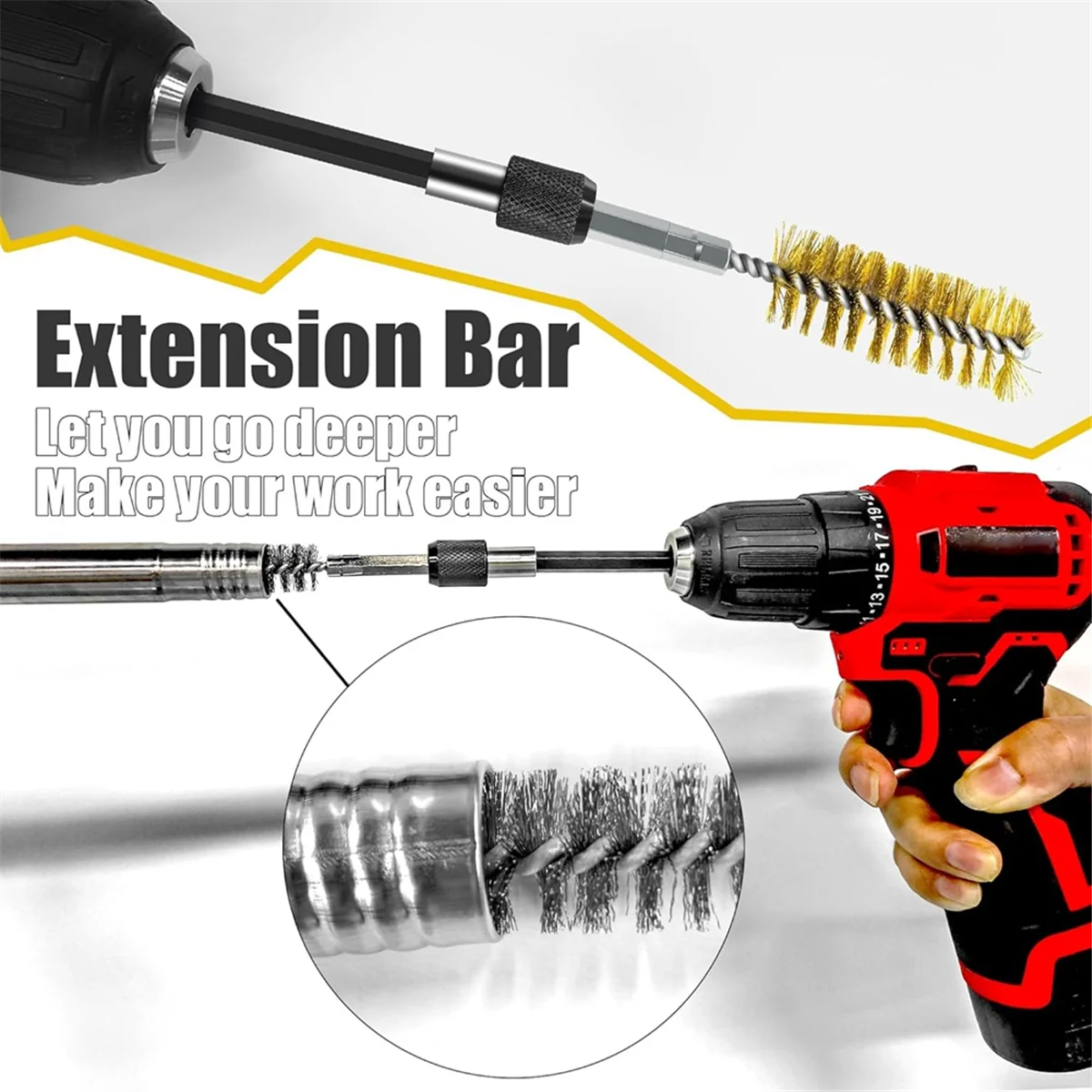 2025+ مجموعة فرش تجويف مكونة من 14 قطعة، ساق سداسية مقاس 1/4 بوصة مع شريط تمديد لمثاقب الطاقة، ومحركات الصدمات، والمطاحن (8/10/12/15/17/19 مم) #1