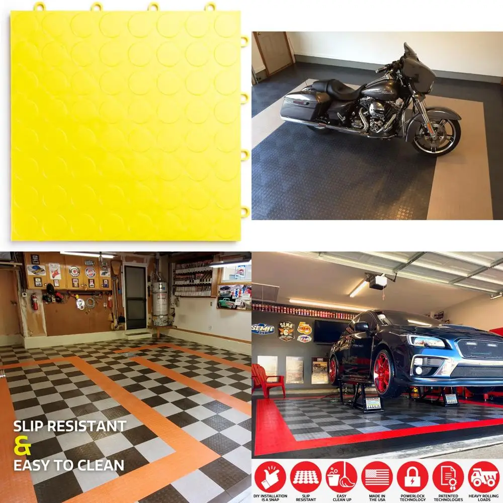 بلاط أرضية جراج متشابك غير قابل للانزلاق - كوبوليمر متين وشديد التحمل، سهل التركيب، تصميم معياري لسلامة معززة