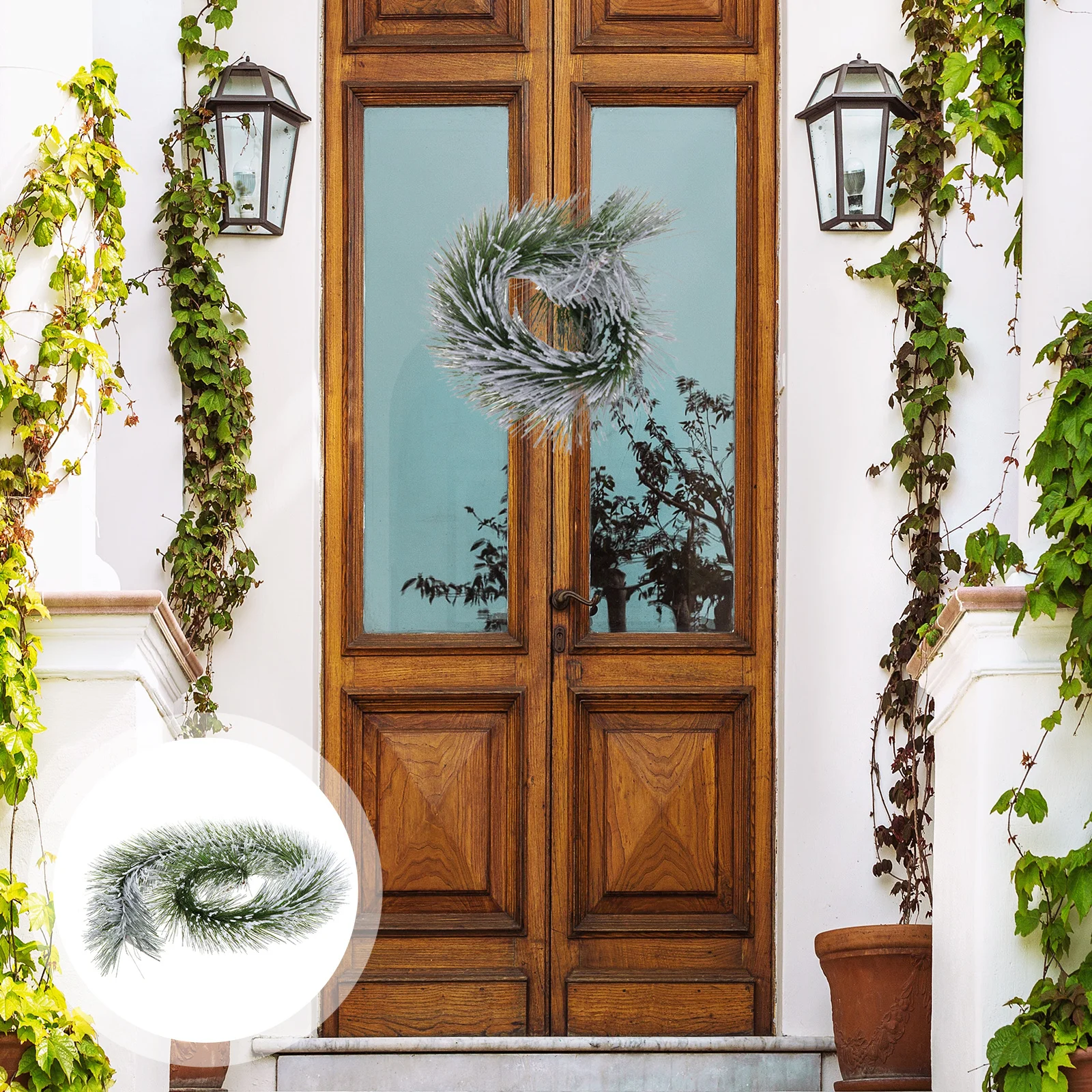 

Simulated Pine Needle Christmas Garland Green Home Decoration for Window Door Wall Indoor Outdoor Artificial Pine Needle