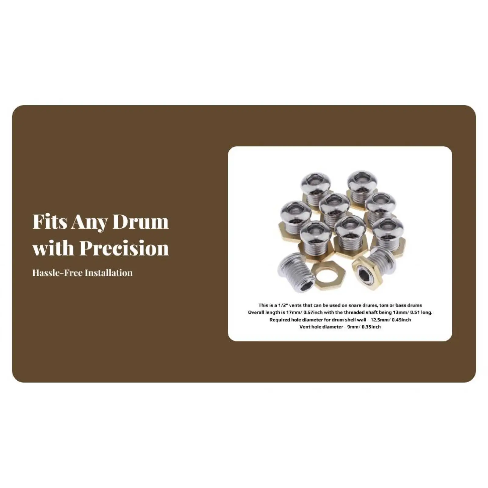 Conjunto de Juntas de Ventilação para Instrumento de Percussão, Peças Metálicas para Kit de Bateria de 22 Polegadas