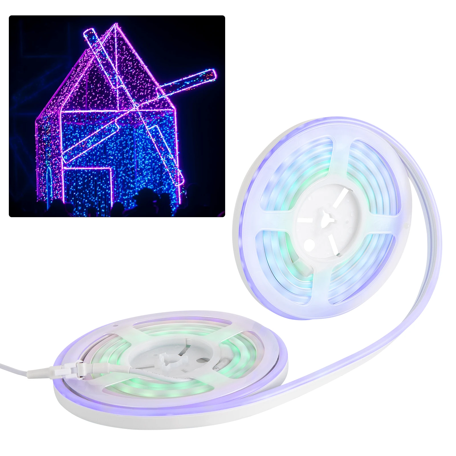 Novela tira de iluminación RGB, sincronización de música, resistente al agua IP65, diseño flexible, bajo calor, segura para niños, fácil instalación para el hogar y