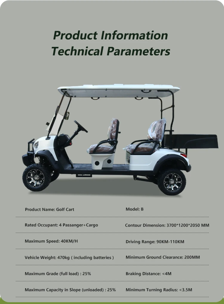 Custom  Street Legal 48V/72V Lithium Battery 4 Seater Electric Golf Cart with Cargo Capacity