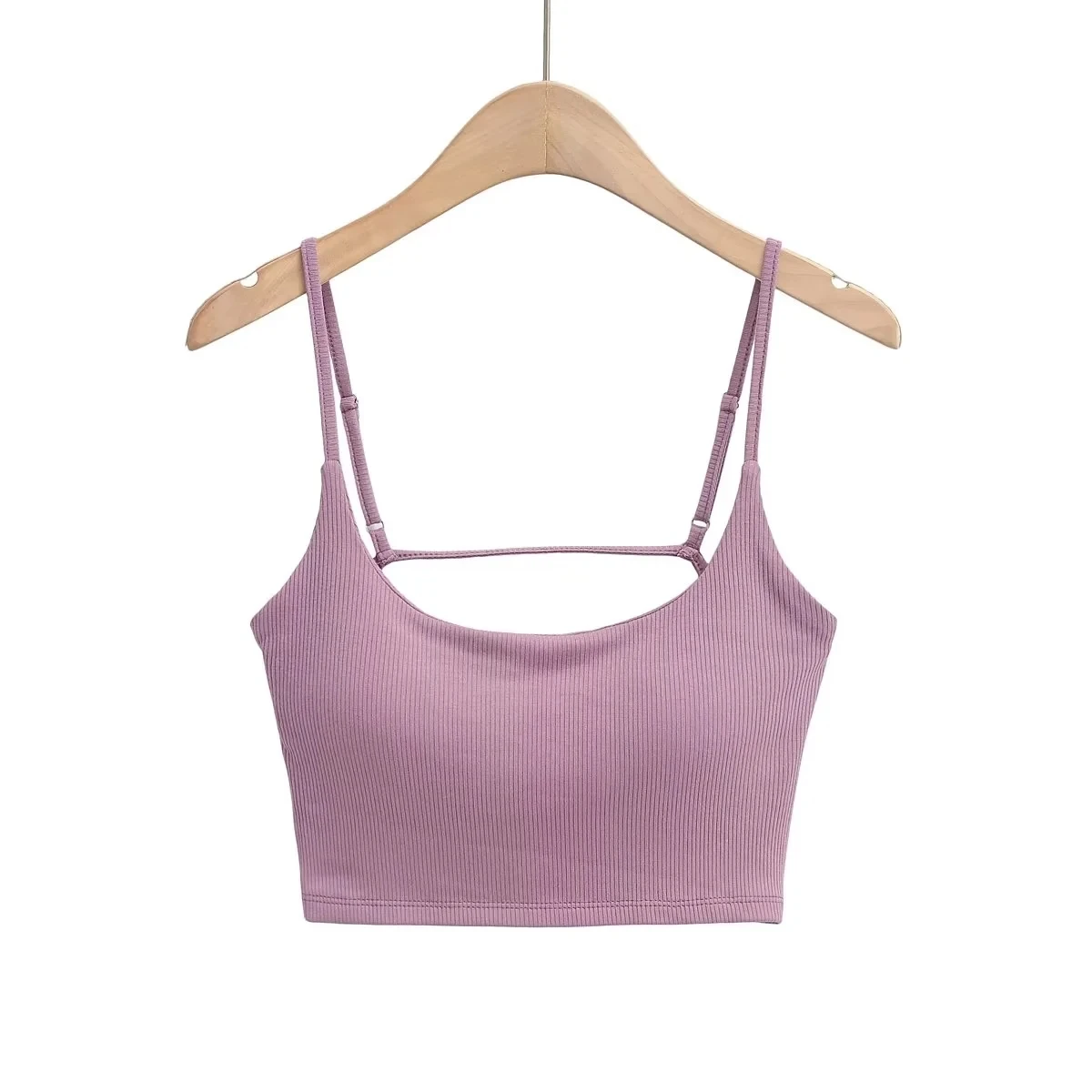 Pure Color Bal Crop Top Women's Summer New Sle Sexy Hot Girl Vest with Chest Pad Base Layer Tank Top Outdoor Wear