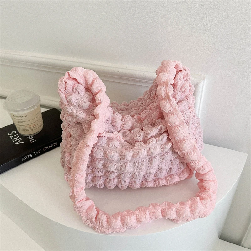 Bolso cruzado sencillo de gran capacidad para mujer y niña, bandolera plisada con burbujas y nube, bolso de hombro grande