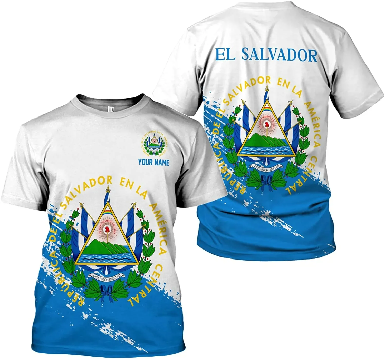 

Men's T-Shirts El Salvador National Emblem Printed Pullover O Neck Short Sleeve Custom Name Clothing Oversized T-Shirts For Men