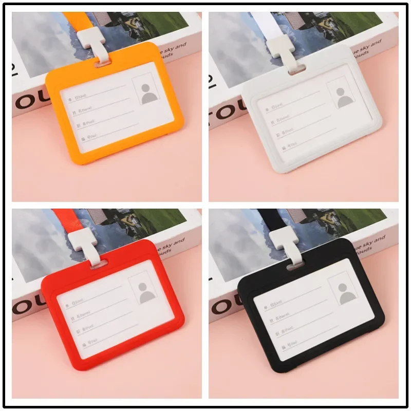 Étui de couverture de carte de travail en plastique PP, porte-badge, porte-documents solide, porte-carte d'identité, poitrine, permis de travail, personnel, 1 ensemble