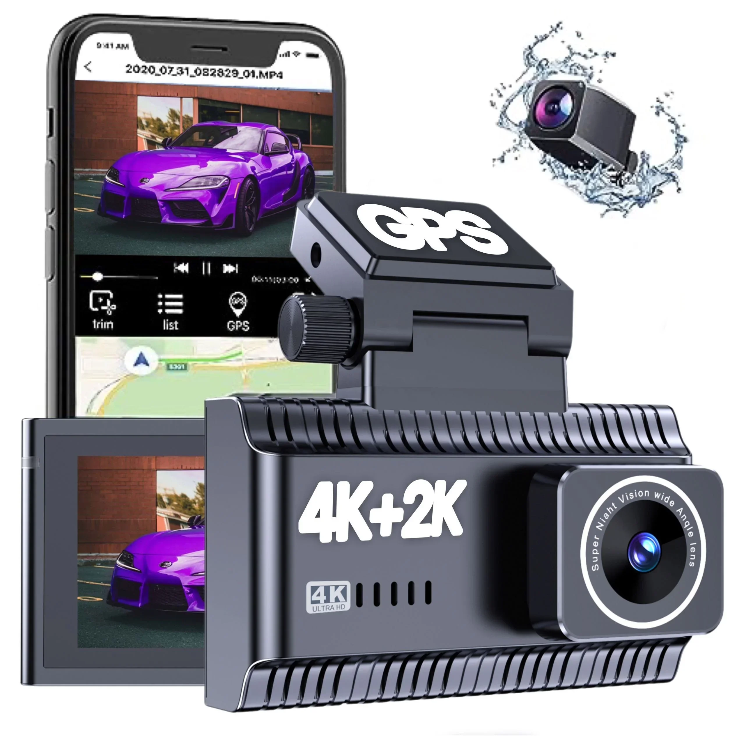 

2023 new 4K+2K Dual cameras touchscreen driving recorder with Wifi car gadgets Front And rear Dash Cam