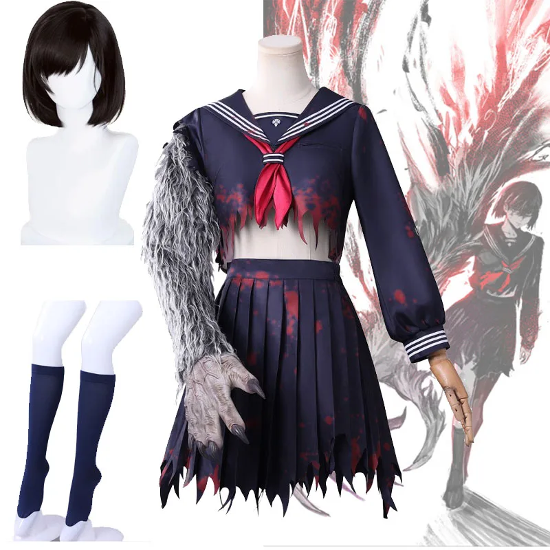

2026 Костюм для косплея Shimizu Hinako и парики SILENT HILL f The Fox Hinako, поврежденная униформа моряка, униформа JK для девочек, юбка