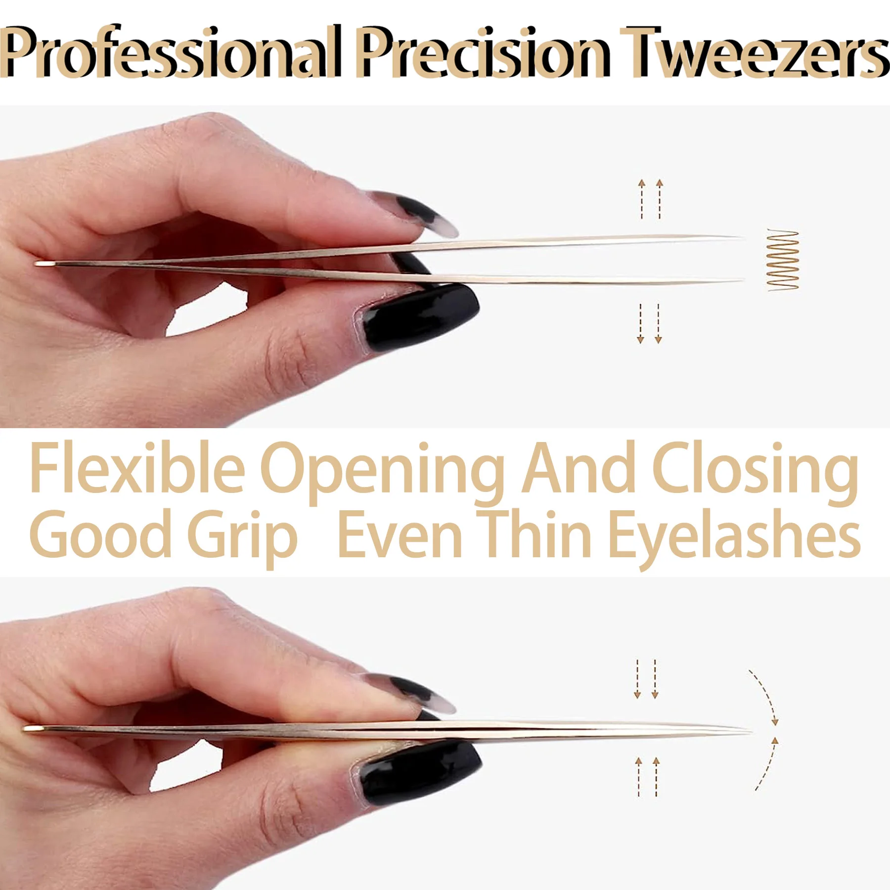 SEEDEW Versatile Stainless Steel Tweezers High Precision False Eyelashes Tweezers Make Up Tools
