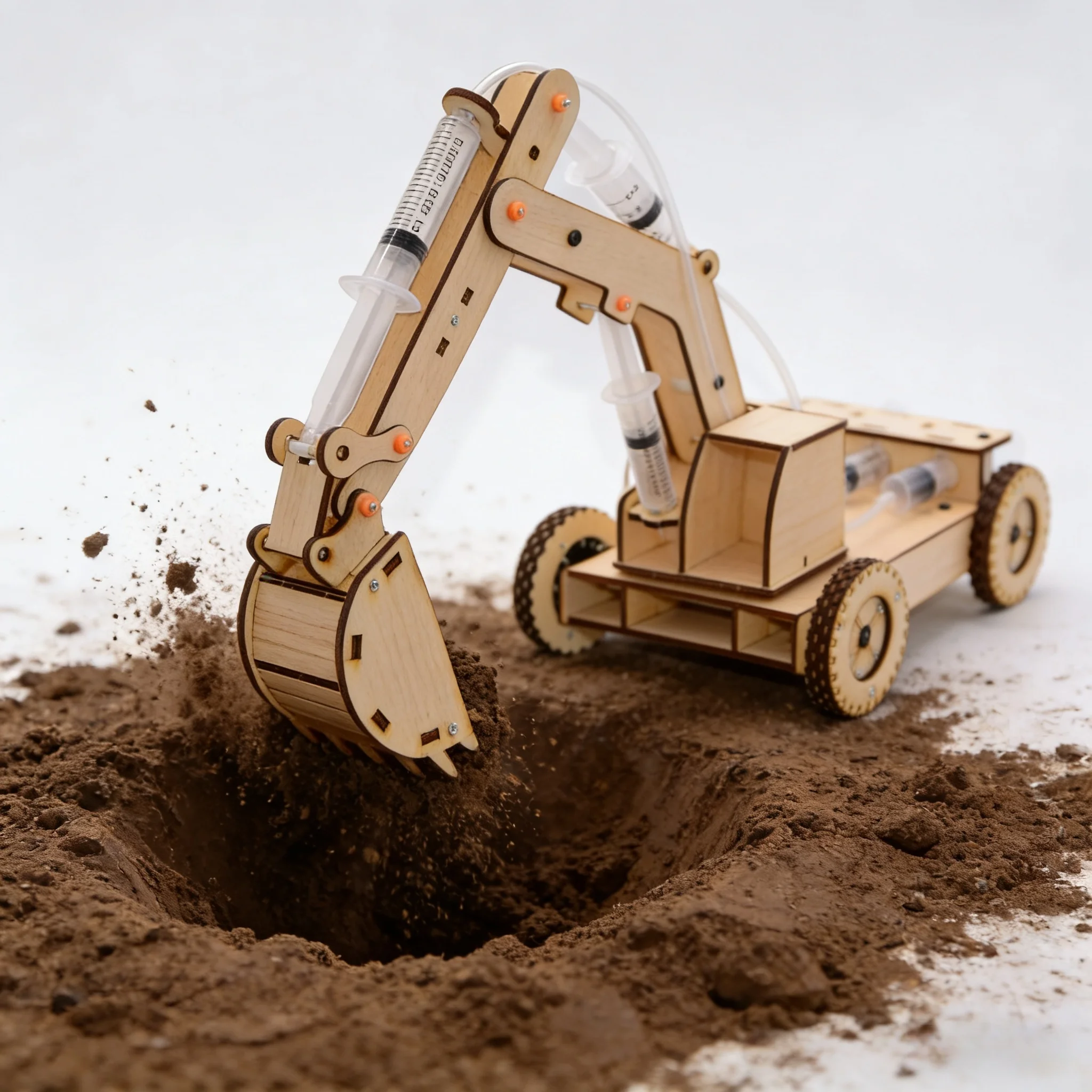 1 قطعة حفارة هيدروليكية خشبية نموذج رقم 2 لتقوم بها بنفسك مجموعة تجربة البخار مع عجلات قابلة للتدوير-مجموعة الإنتاج الصغيرة العلمية #1