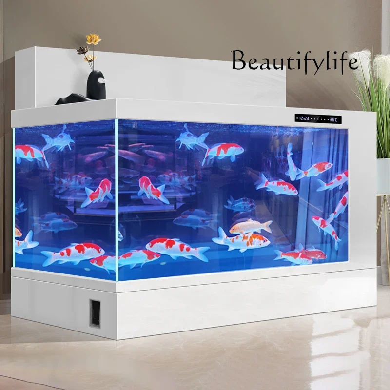 X36 Fish Tank Aquarium Double Filter Aluminum Alloy Koi Floor Tank Ultra-white Glass Water-free