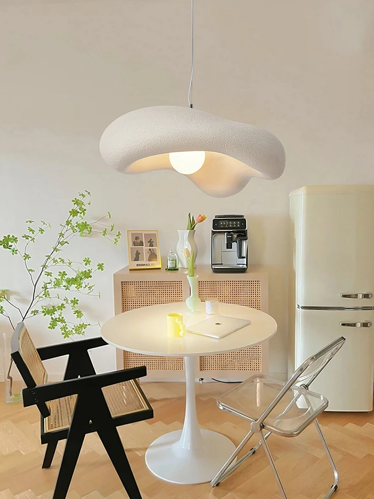 Nordic New Wabi-Sabi Cream Restaurant LED Chandelier Minimalist Bedroom Bar Table Suspend Lamp Homestay Deco Cafe Hanging Light