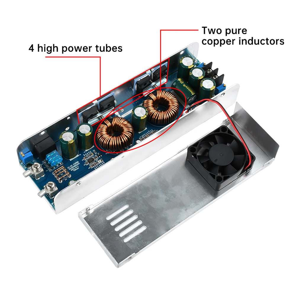 DC-DC 1000W Boost Module 10.5-75V to 12-85V Boost Constant Voltage Constant Current Adjustable Power Board with short circuit