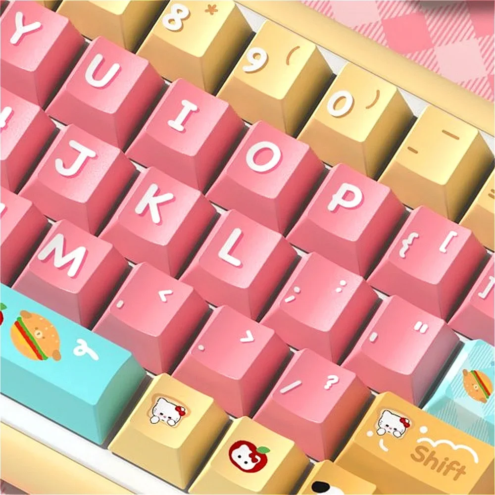 Bread puppy macaron keycap original factory high heat sublimation customized keycap set compatible with HI75 hi8 68 84 87 96 104