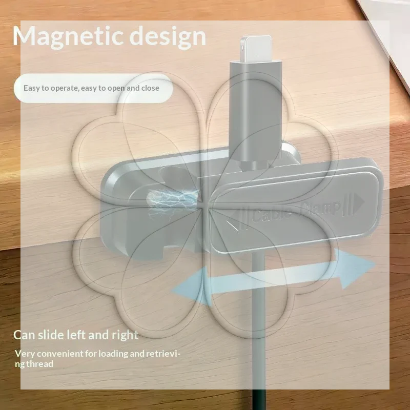Magnetic Dual Slot Cable Clamp No Damage Strong Adhesive Backing  for Home Office Wall Desk Cord Arrangement
