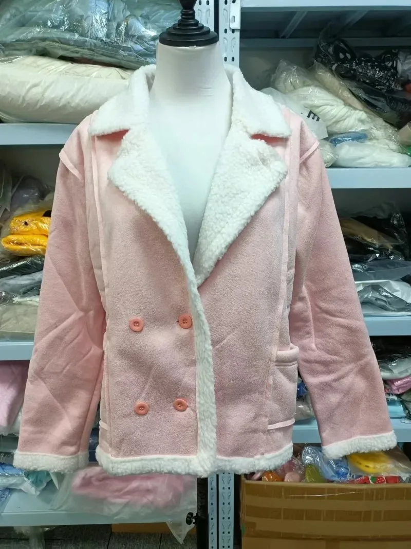 Frauen Winter Mantel Top Herbst Frauen Revers Wildleder Leder Tasche Kühlen Pilot Jacke Faux Lamm Wolle Motorrad Jacken 2023 Neue Warme