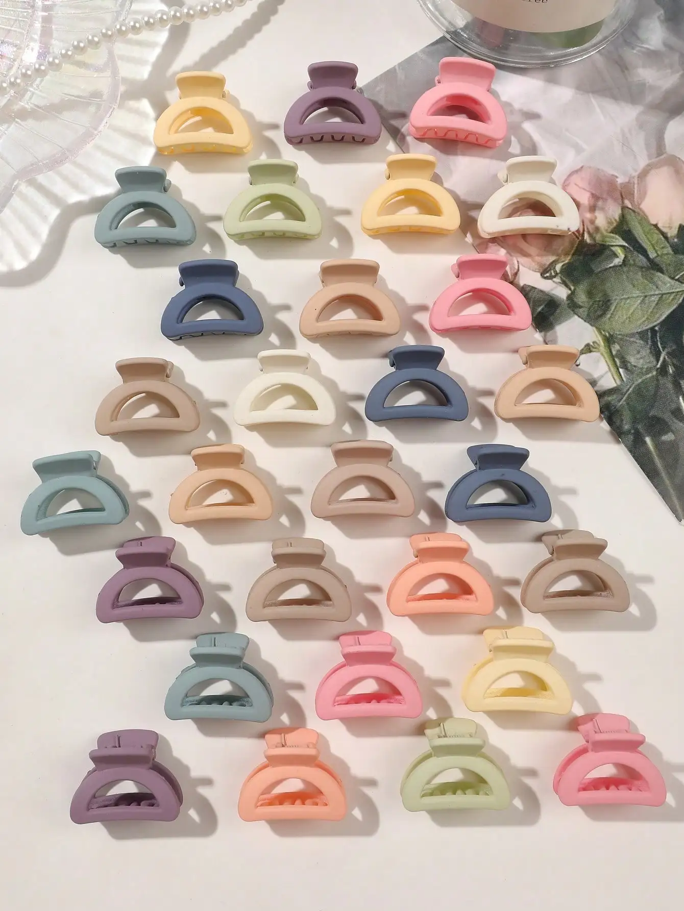 30PCS Mini Halbkreis Hohl Haar Clips für Frauen Tiny Hair Creaseless Styling Klaue Clips Casual Vielseitige Haar Zubehör – Detail 7