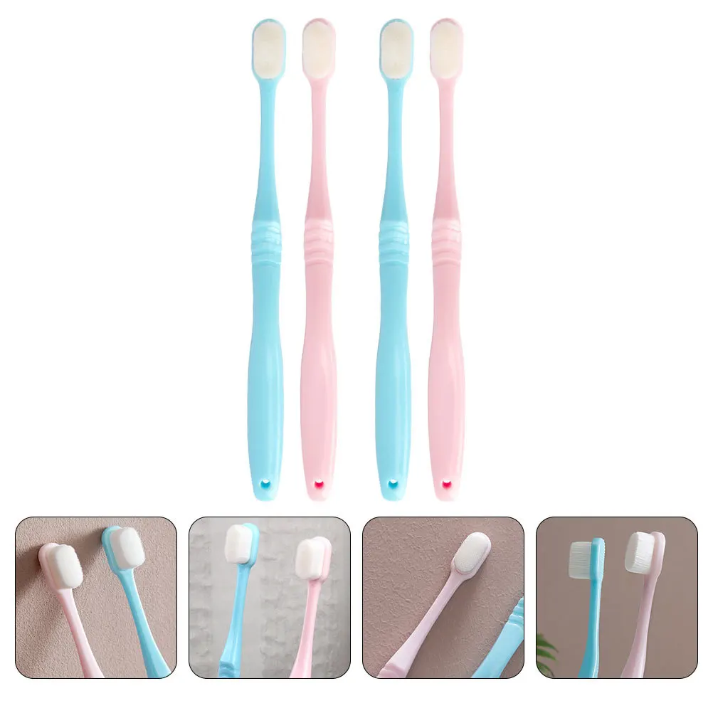 

4pcs Soft Bristle Toothbrush For Adults Ergonomic Portable Japanese Style Teeth Cleaning Brush Breath Freshening Teeth Whitening