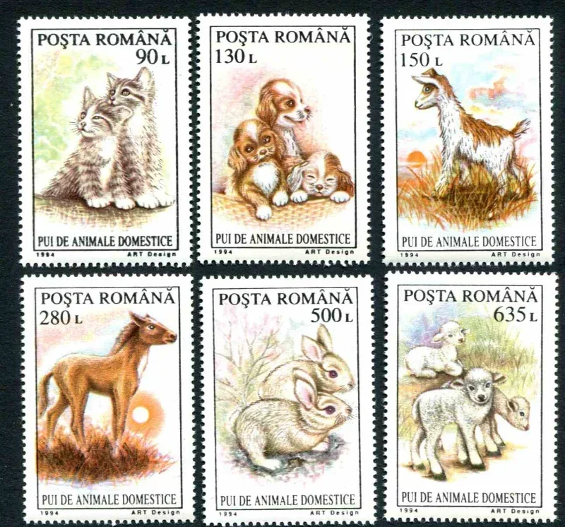 6 PCS Romania Post Stamp, 1994, Animal Stamps, Real Originall Stamps for Collection, MNH