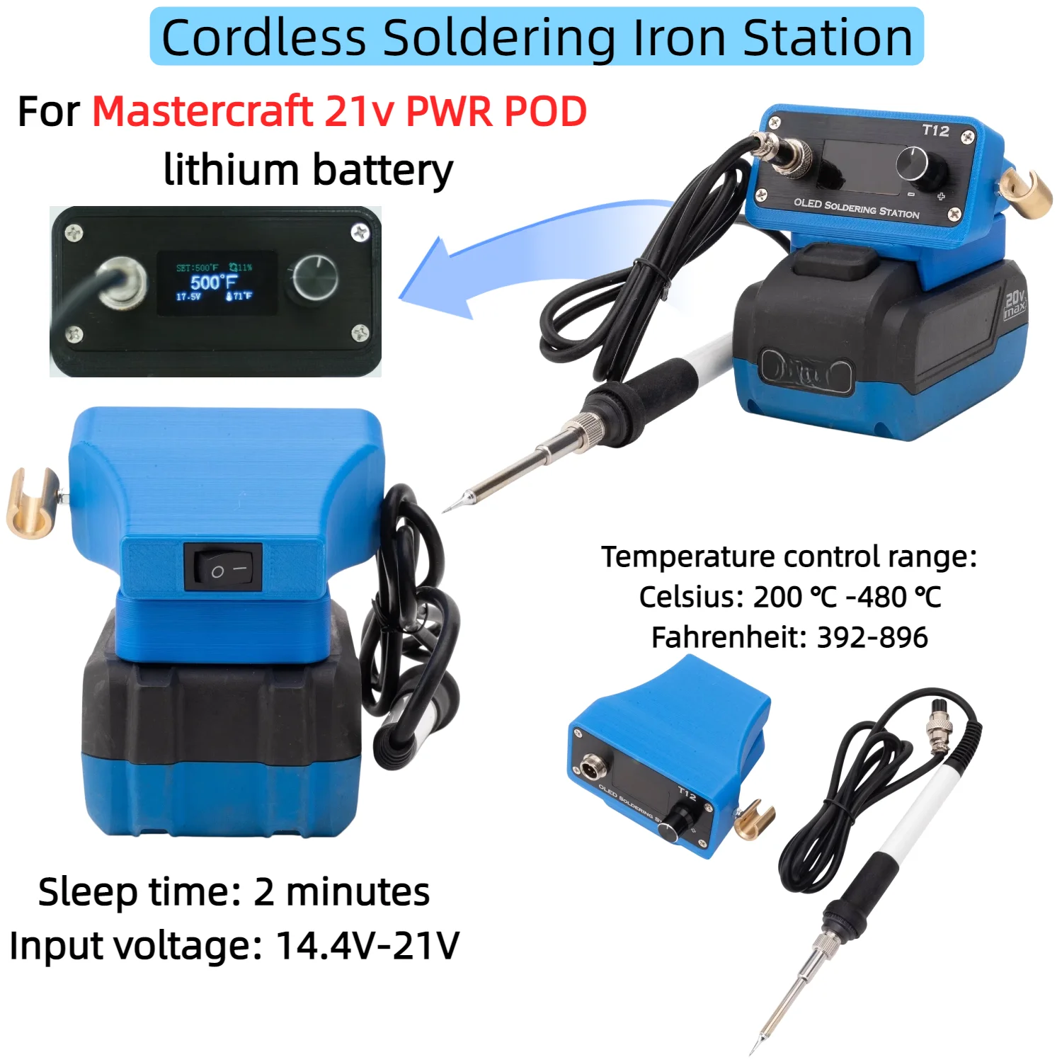 

Cordless Soldering Iron Station for Mastercraft 21V Battery T12 Digital Display Soldering Iron Electronic Repair Welding Tool