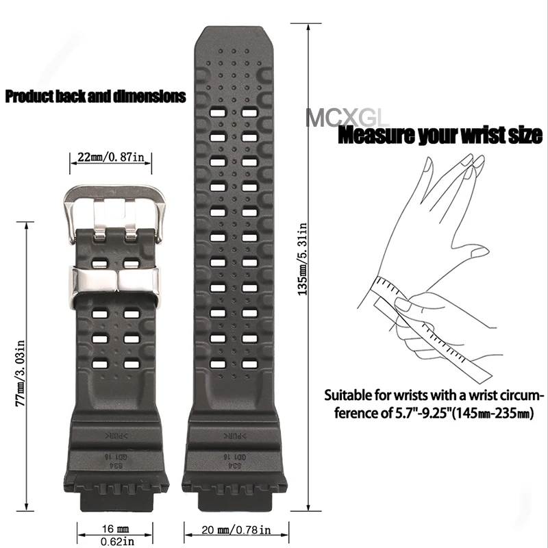 For Casio 10455201 Replacement Resin Band Fits GW-9400-1 Watch Band Rangeman GW-9400 Men's Strap Sport Watch Accessories