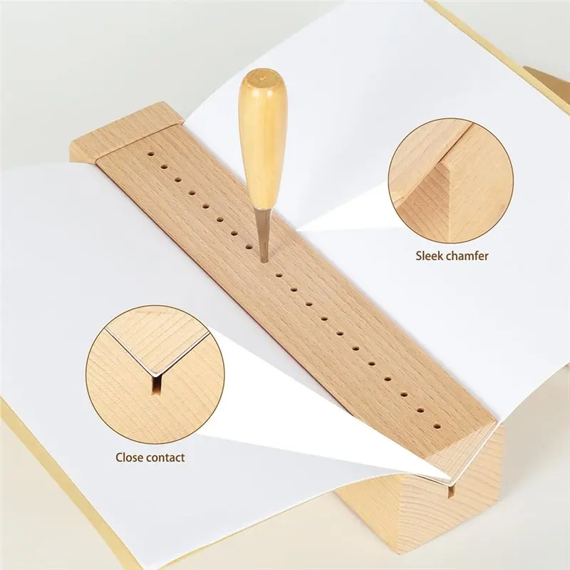 Easy To Store Wood Book Binding Cradle With An Awl, Book Binding Kit For Bookbinding Hole Punching