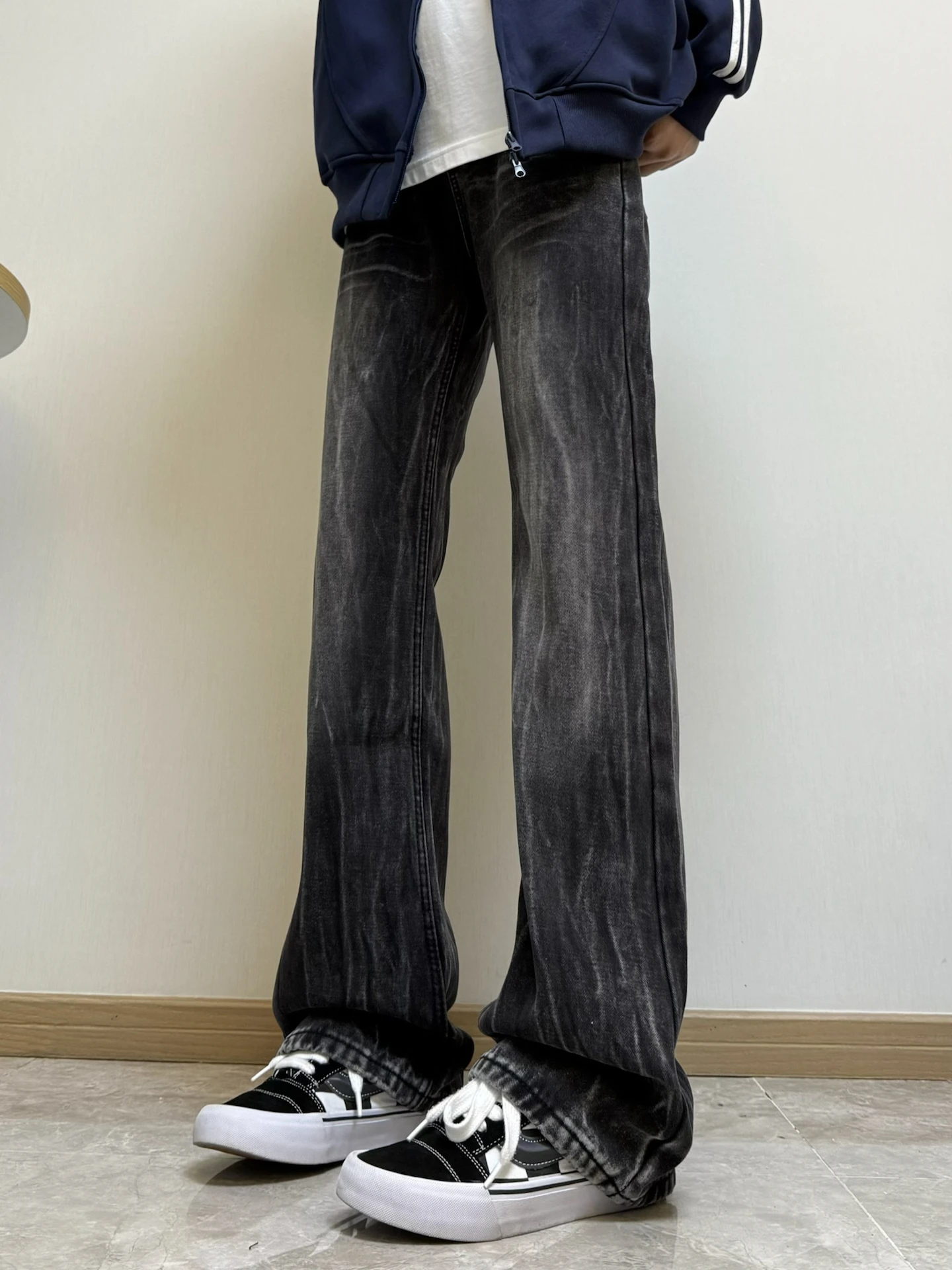 

Мужские джинсы Cleanfit Bla Lightning Pattern, прямые, зауженные, с микро-клешем, в американском стиле High Street