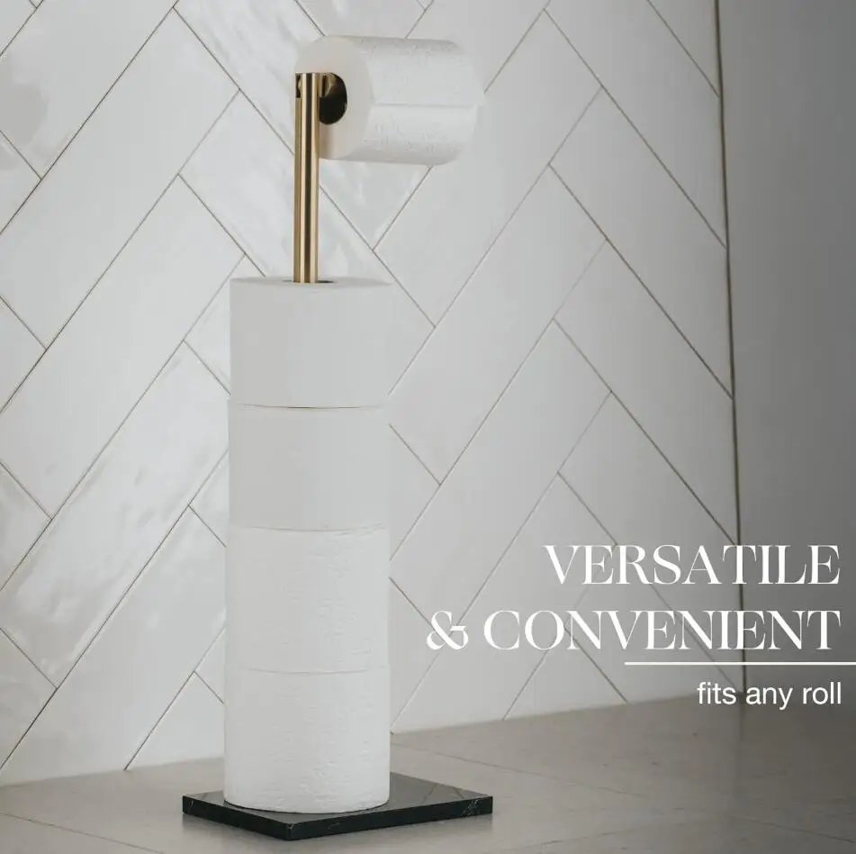 Stainless Steel Single Rod Freestanding Toilet Paper Holder, Floor-Mounted Bathroom Roll Holder, No-Drilling Required