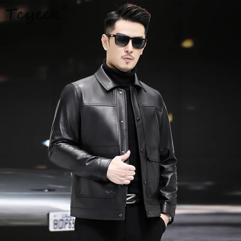 

Tcyeek Top Layer Cowhide Genuine Leather Down Jacket Men Down Liner Detachable Mens Coats Spring Autumn Clothes Jaqueta Couro
