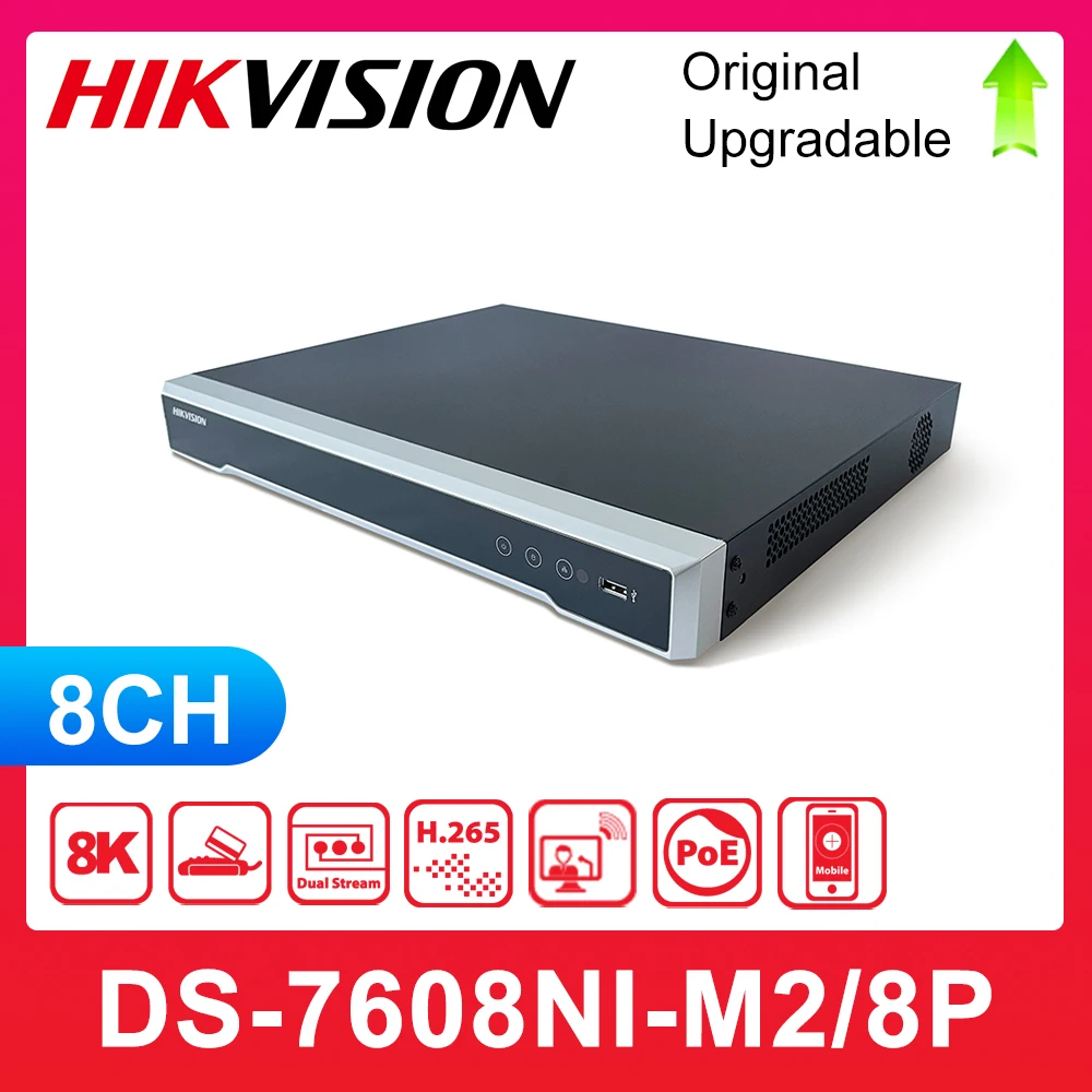 Hikvision Network Video Recorder DS-7608NI-M2/8P DS-7616NI-M2/16P 8K 8/16CH PoE NVR 32MP 2SATA H.265 for Security Surveillance