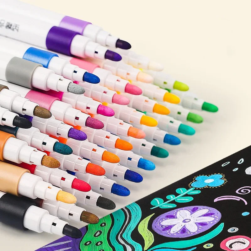 12/24/36 Colors Acrylic Paint Pens Medium Tip 8 Sets Markers for Pumpkin Rock Wood Canvas Ceramic Glass Metal DIY Crafts Gifts
