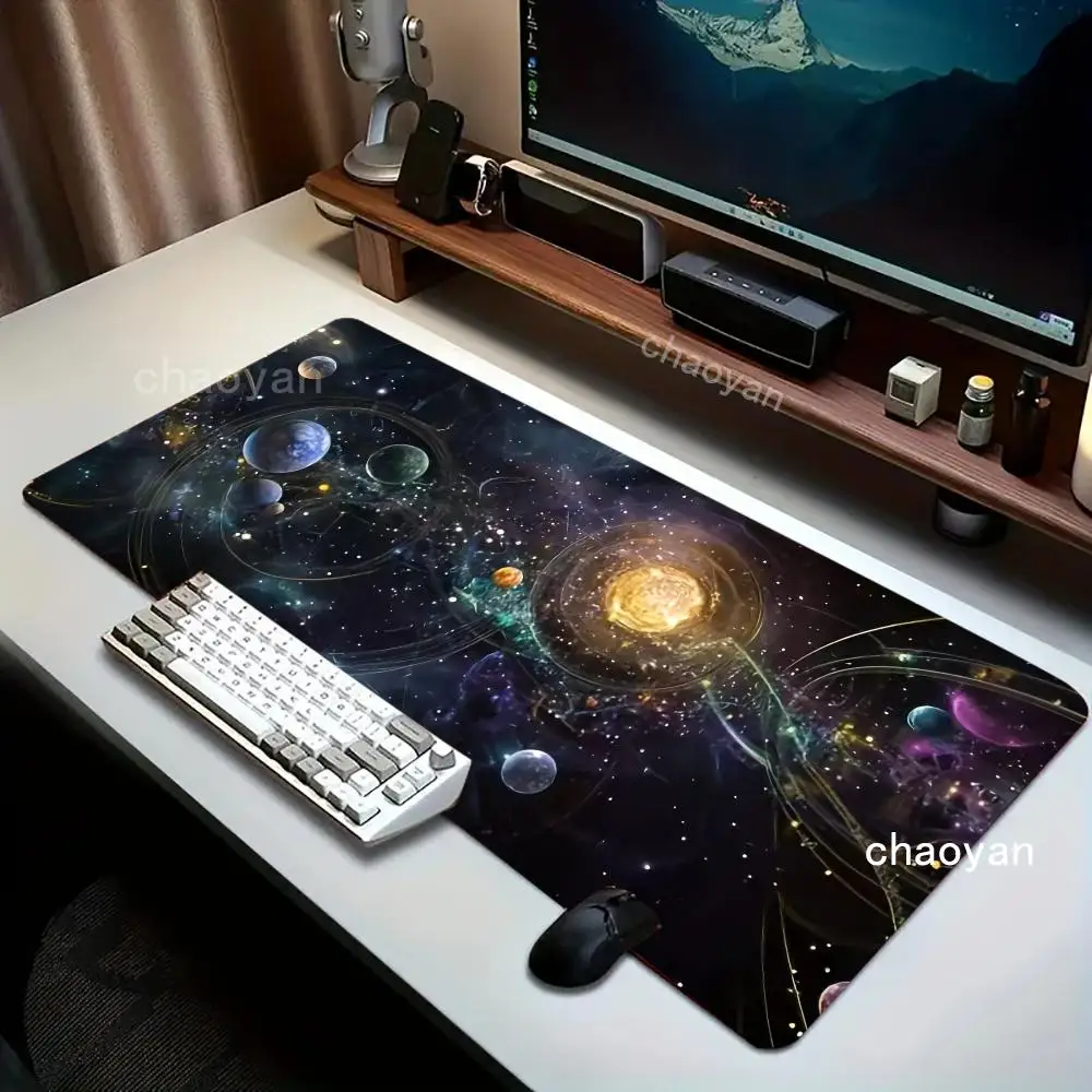 Space Planets Mouse Pad Desk Mat Mousepad Large Abstract Mouse Pad Gaming Deskmat With Lockedge Office Non-slip Carpet