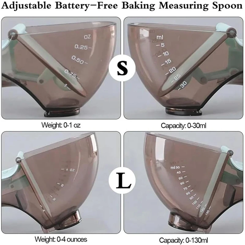 Adjustable Measuring Cup And Spoons Set Battery-Free Baking Magnetic Back Strap Kitchen Tools Graduated Measuring