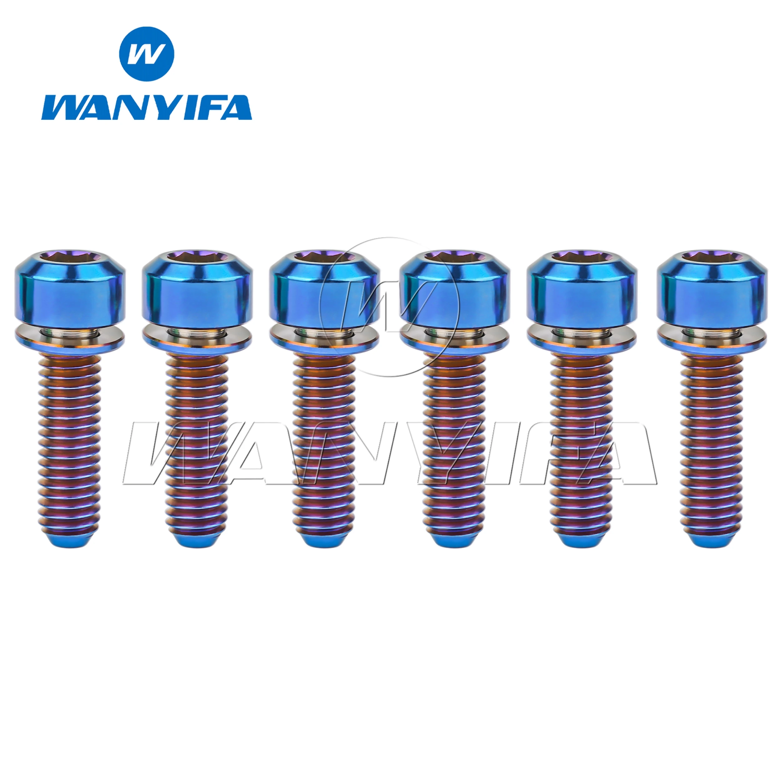 Wanyifa titanio Ti M5x16mm M5x18mm M5x20mm para vástago de bicicleta, Perno de cabeza con arandela, paquete de 6